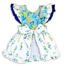 little girl dresses with bow cream blue flowers