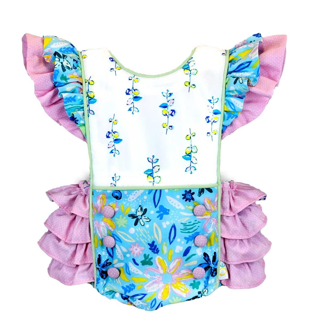 ruffled bubble baby toddler flowers cute one-piece 