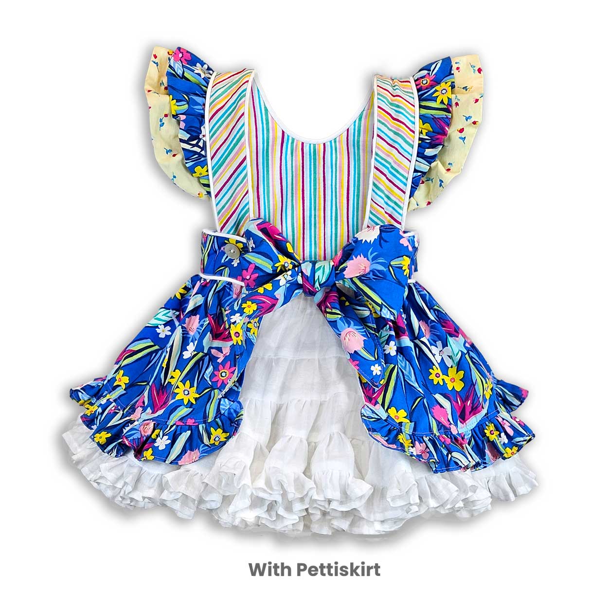 flowy and fun girls dresses play happy blue blow striped flowered